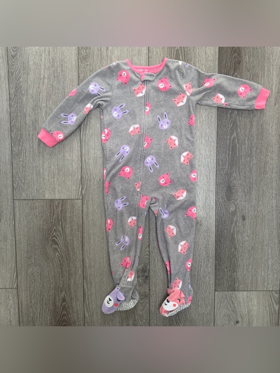 Carter's Other - Carters fleece zip up footed sleeper pjs grey woodland creatures 3T